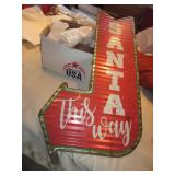 Metal "Santa This Way" Sign - 35" Tall