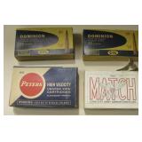 4 Vtg 20ct Ammo Boxes - 1 Full / 3 Empty Casings