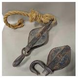 2 Vintage Metal Pulleys 14" Long