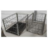 2 Vintage Metal Wire Milk Crates 19" x 13" x 10"