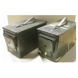 2 Vintage US Military Metal Ammo Boxes