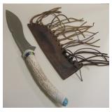 18.75" Bone Handled Knife In Sheath