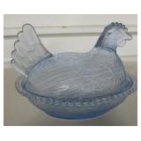 Covered Glass Chicken Dish - Light Blue