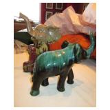 2 Ceramic Elephant Statues - 1 w/ Repaired Trunk