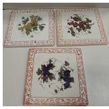 Three 8" x 8" Ceramic Wall Decor