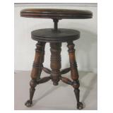 Antique Charles Parker Co. Piano Stool Glass Feet