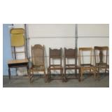 Vtg Lot - Folding Chair, School Desk & 5 Chairs