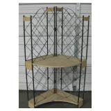 28"x28"x69" Metal & Wood Corner Shelf / Display
