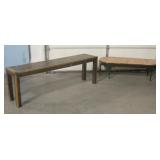Vtg Wood Bench w/ Cushion & Long Wood Table
