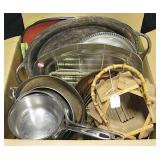 Silver Plate Items, Trays, Kitchen Pans, etc
