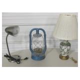 Desk Lamp, Table Lamp & Vtg Deitz Lantern