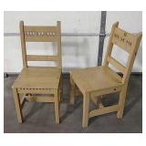 2 Southwestern Design Wood Chairs
