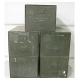 5 Vtg Metal Military Style Drawer Cabinets