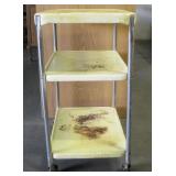 22" X 16" X 29.5" 3 Shelf Vtg Metal Rolling Cart