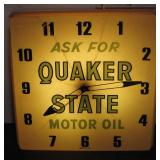 Vtg Quaker State Lighted Plastic Wall Clock