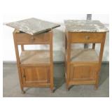 2 Antique Marble Top Tables / Commodes