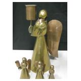 4 Metal Angel Candle Holders - 5" To 17.5" Tall