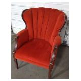 Vintage Red Cloth Wing Back Chair