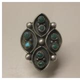 Vtg Zuni Sterling Silver Cerrillos Turquoise Ring