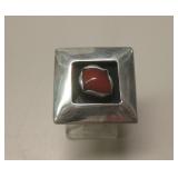 Vtg Navajo Sterling Silver Coral Ring - Cleaned