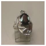 Sterling Silver Garnet Ring - Hallmarked