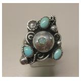 Sterling Silver Turquoise & Opal SW Ring