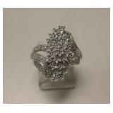 Sterling Silver & Diamonds Ring - Tested