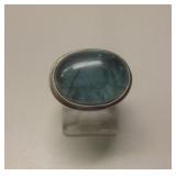 Vtg Art Deco Sterling Silver Blue Tourmaline Ring