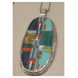 SW Sterling Silver Multi-Stone Pendant Necklace