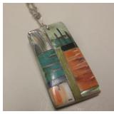 Vtg Navajo Sterling Silver Multi-Stone Necklace