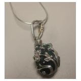 Vtg Sterling Silver Russian Faberge Style Necklace