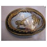 Nickel Silver Marked Western Belt Buckle