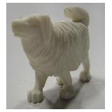 Carved Bone Dog Statue - 1" Tall