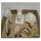7 Carved Onyx Animal Figures - 4" Tallest