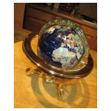 5.5" Diameter Stone Inlay Globe w/ Brass Stand