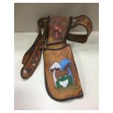 Vinatge Hand Tooled Leather Mushroom Pouch