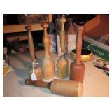 5 Vintage Wood Potato Mashers / Kitchen Pestles