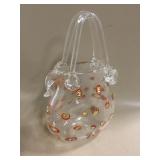 Hand Made Millefiori Decorated Glass Purse Vase