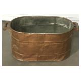 Vintage Copper Washtub / Basin W/ Wood Handles