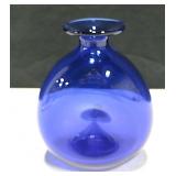 Cobalt Blue Hand-Blown Glass Bottle Joe Hamon 