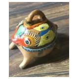 Vintage Painted Peruvian Frog Coin Pottery Bank