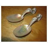 2 Vintage Handmade Seashell Spoons