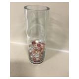 11.5" Tall Thick Rim Glass Vase w/ Decor Beads