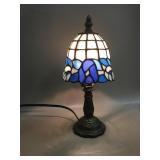 12" Tall Stained Glass Table Lamp w Bronze Base