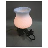 Vtg Small Hobnail Milk Glass w/ Bronze Base