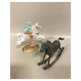 Homco Carousel Horse & Brass Rocking Horse