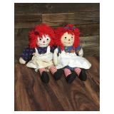Lot Of 2 Vintage Hand Made Raggedy Ann Dolls