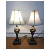 Pair 24.5" Table Lamps w/ Glass Sphere Decor