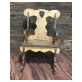 Vintage Solid Wood Childs Rocking Puzzle Chair