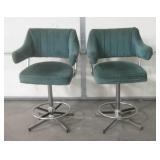 2 Padded Swiveling Bar Chairs w/ Chrome Metal Base